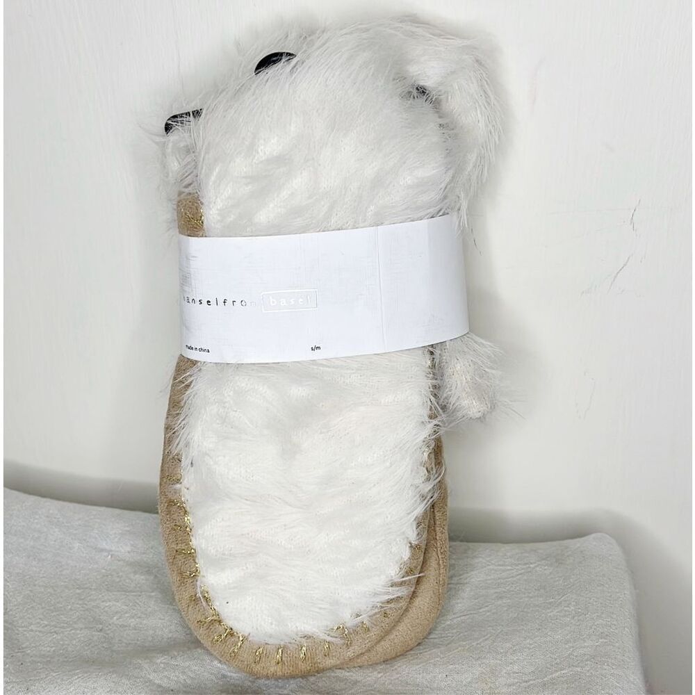 Anthropologie Hansel From Basel Cozy Slipper Cream Nwt Size S/M Furry Sock